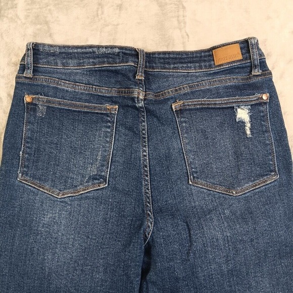 Judy Blue Sz 13/31 Distressed Jeans Boyfriend Fit Ripped Denim Dark Wash Womens - Picture 5 of 11